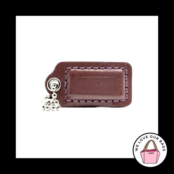 1.5" Small COACH Purple Patent Leather Nickel Fob Bag Charm Keychain Hang Tag - Picture 1 of 2